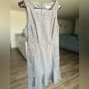 Elle Sleeveless Lace-Panel Midi Dress - Light Gray